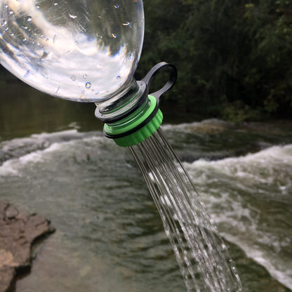 Ultralight Threaded Bottle Shower with Lanyard Hygiene Topper for Hiking, Backpacking, Bushcraft, Survival