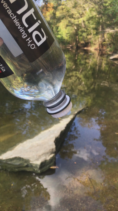 Ultralight Threaded Bottle Shower with Lanyard Hygiene Topper for Hiking, Backpacking, Bushcraft, Survival